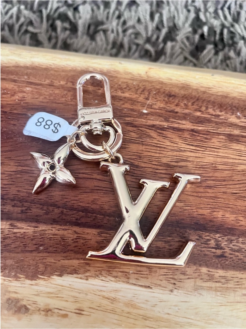 Gold-tone LV Logo Keychain Charm